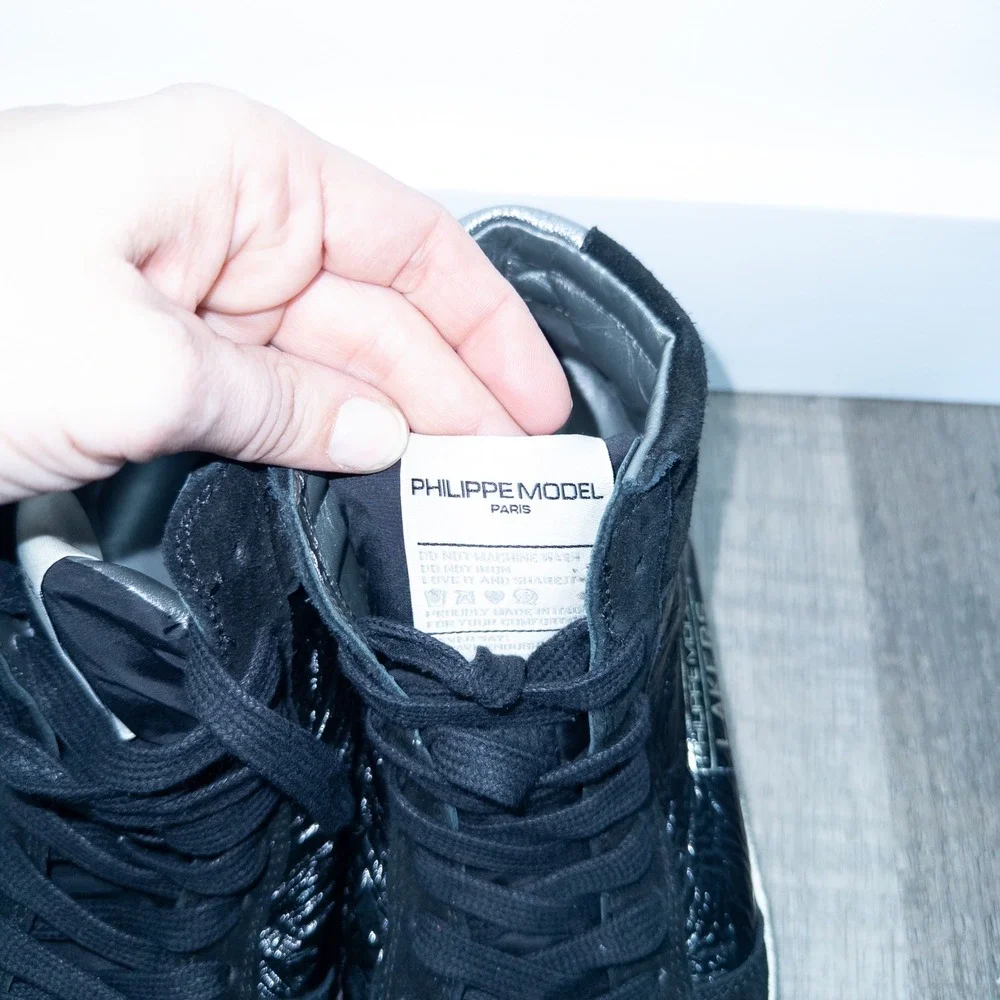 Philippe‎ Model Black Lakers Vintage Series High Top Sneakers Size EU 39 / 7